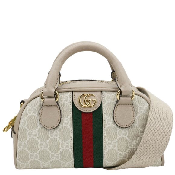 Gucci Ophidia GG Supreme Canvas Top Handle Crossbody Bag Off White - Picture 1 of 13